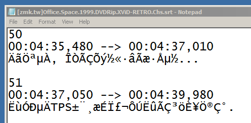 Chinese subtitles opened in Notepad with wrong text encoding